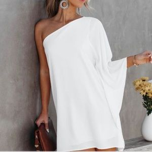 Vici Side to Side one shoulder white dress